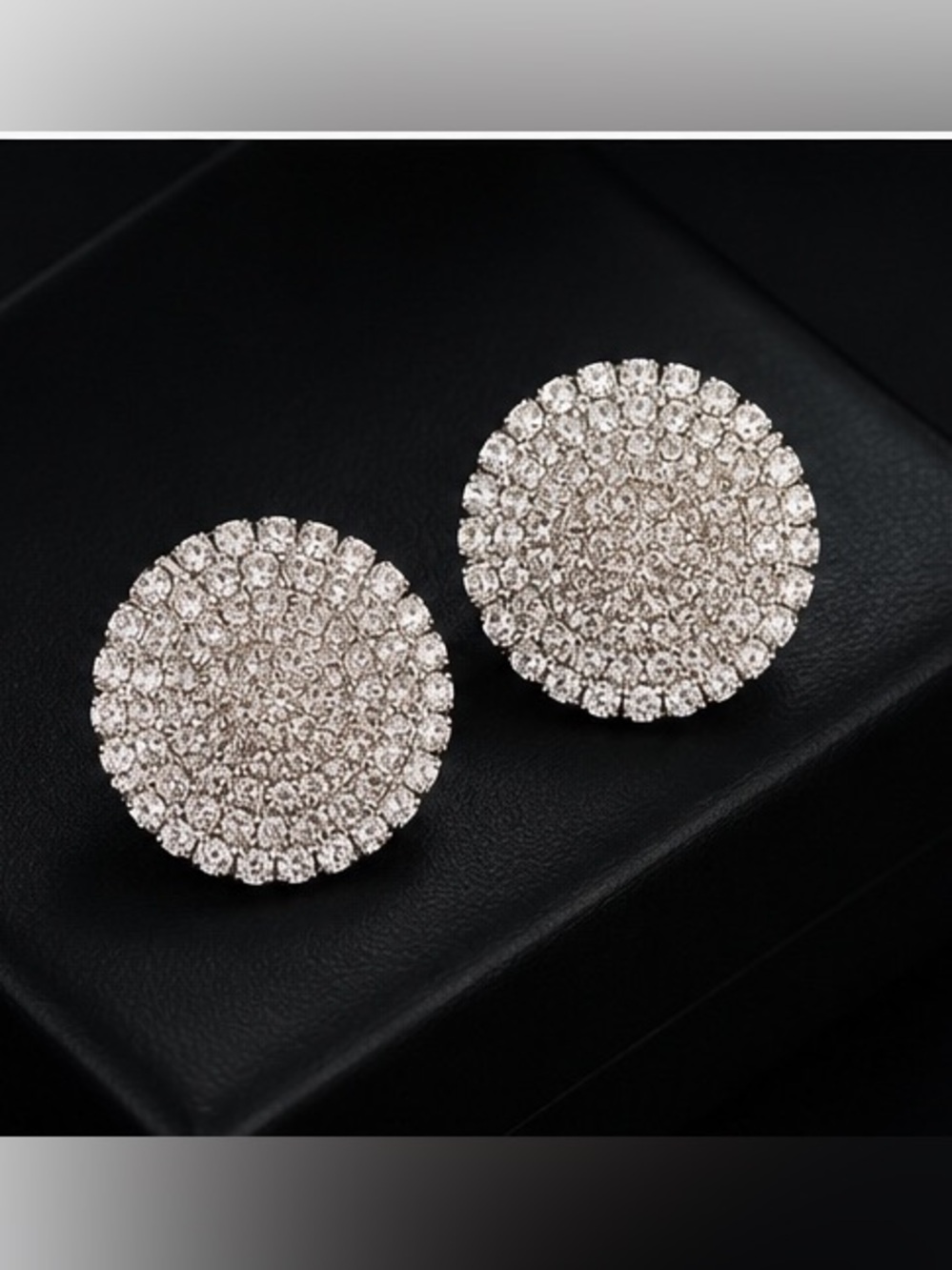 Silver Rhinestone PavƩ Round Stud Earrings